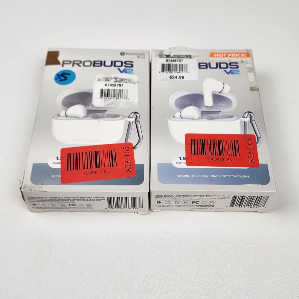 2 PACK ProBuds V2 Bluetooth 5.4 Wireless Earbuds Charging Case White